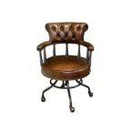 Black Chesterfield Office Chair in Antique Leather