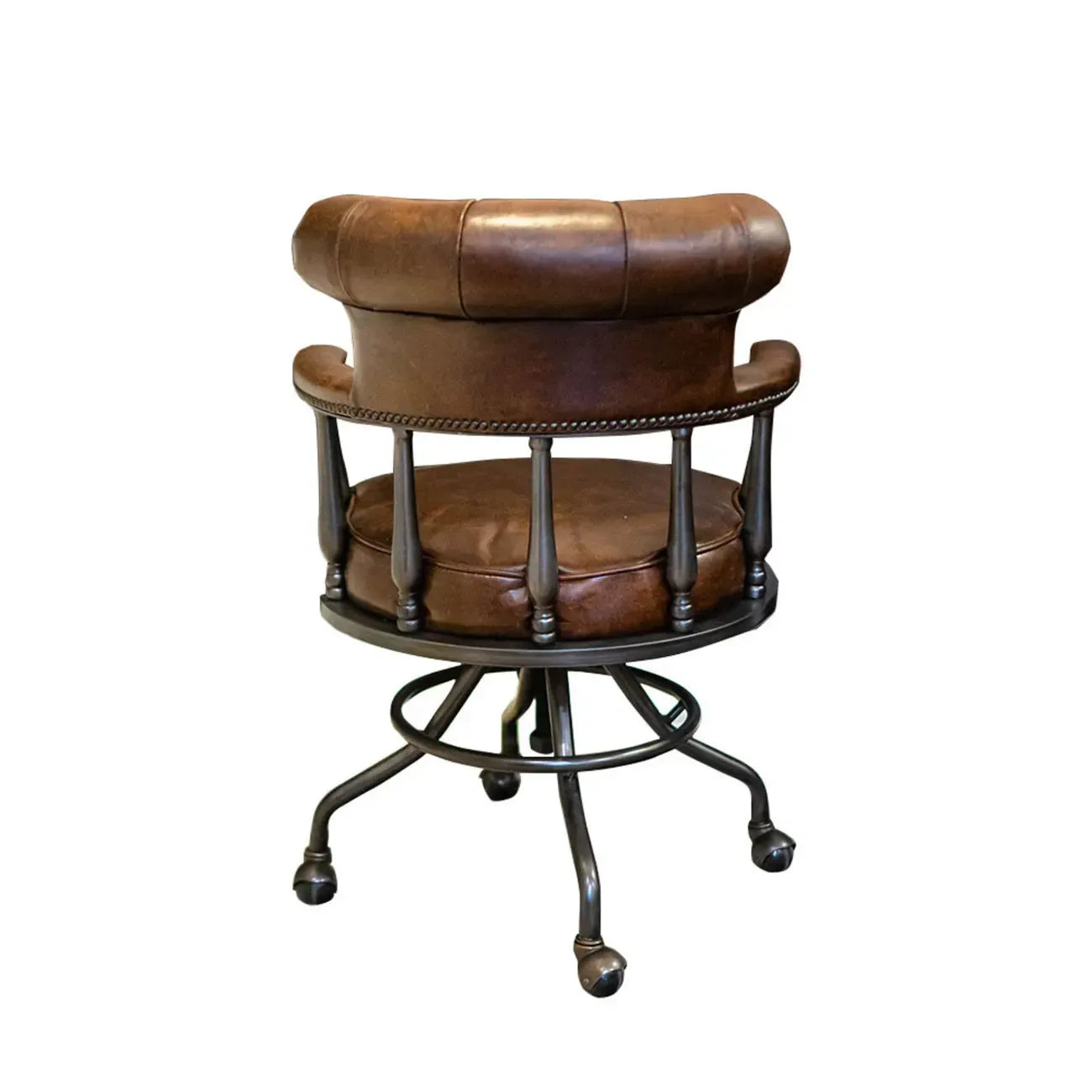 Black Chesterfield Office Chair in Antique Leather