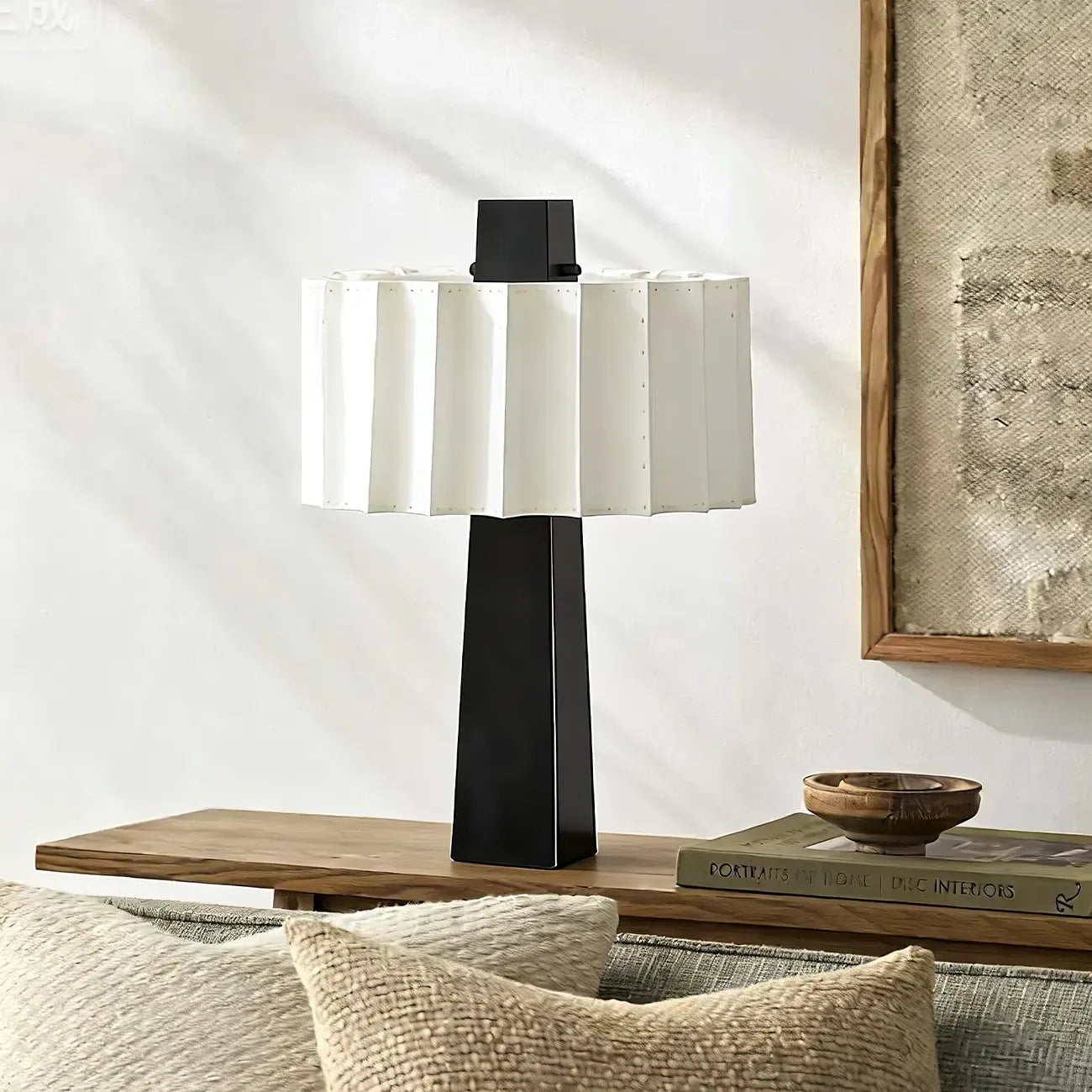 Modern Iron LED Table Lamp with Pleated Shade
