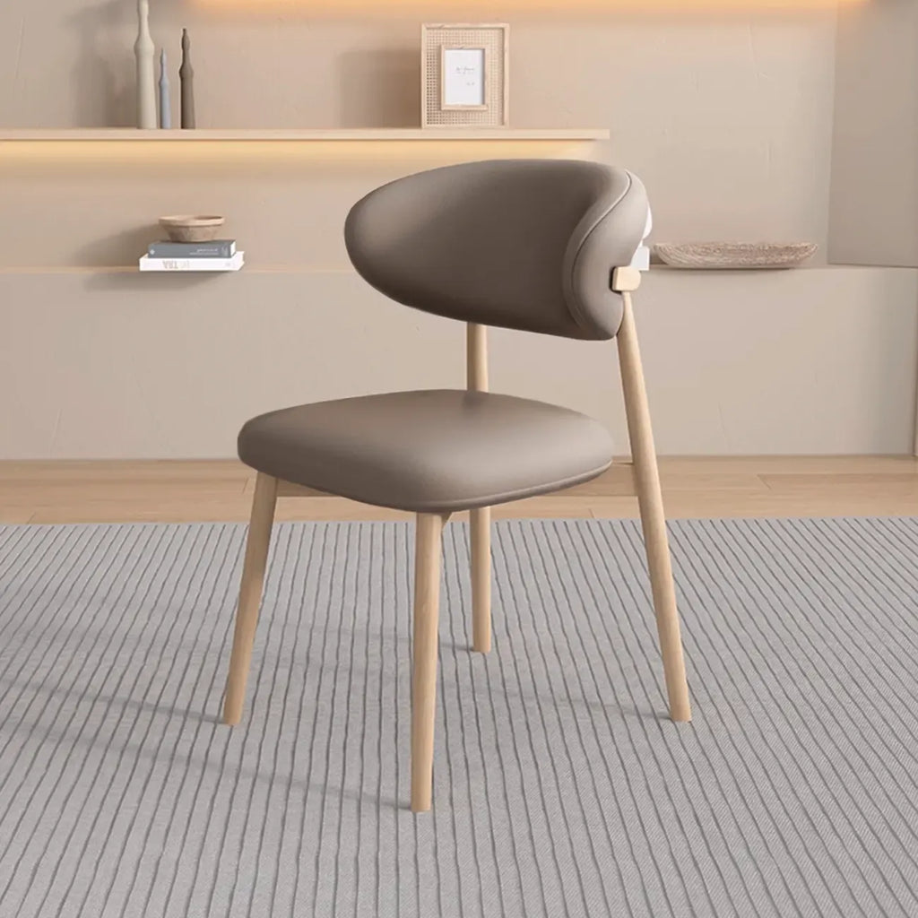 Modern Leather Wood Dining Chair Set of 2