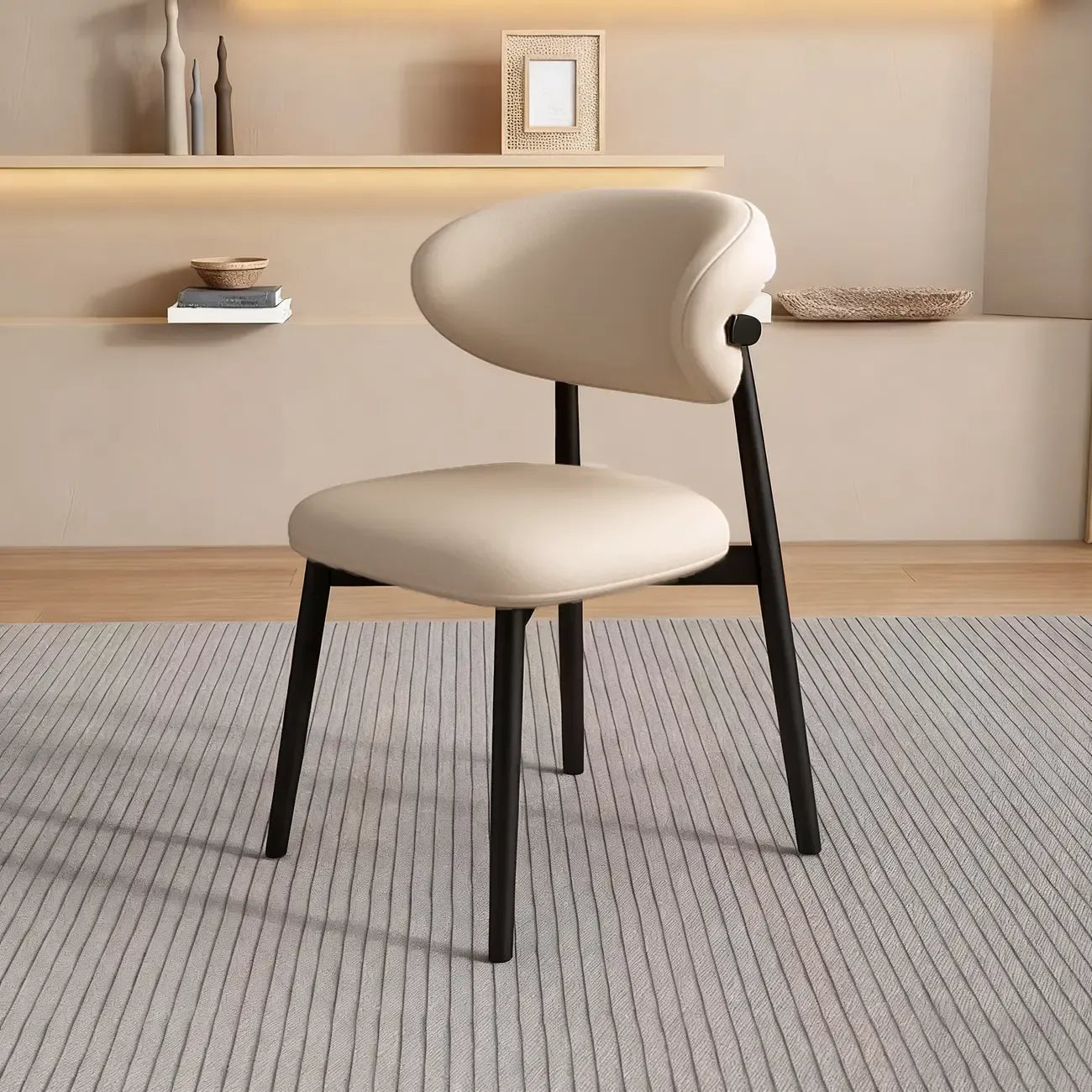 Modern Leather Wood Dining Chair Set of 2