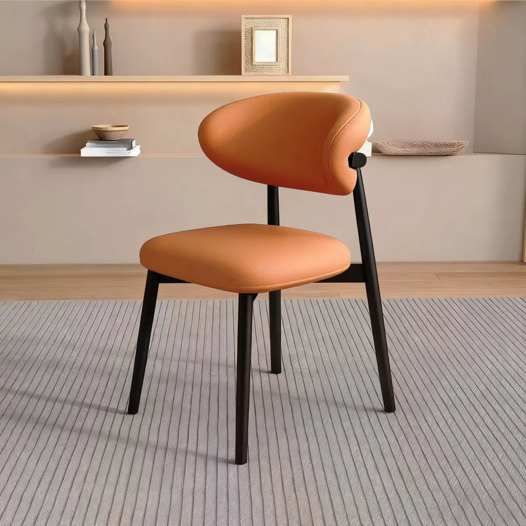 Modern Leather Wood Dining Chair Set of 2