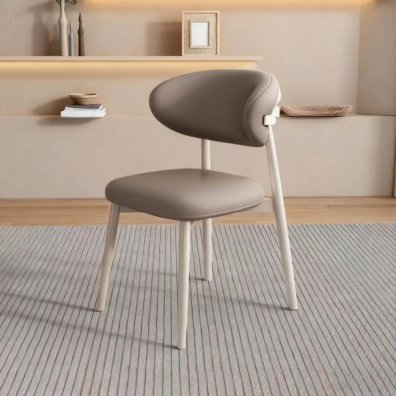 Modern Leather Wood Dining Chair Set of 2