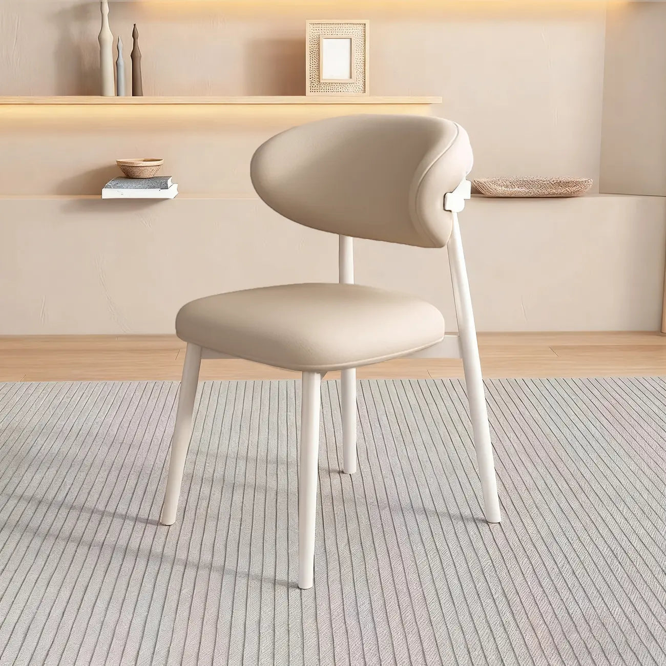 Modern Leather Wood Dining Chair Set of 2
