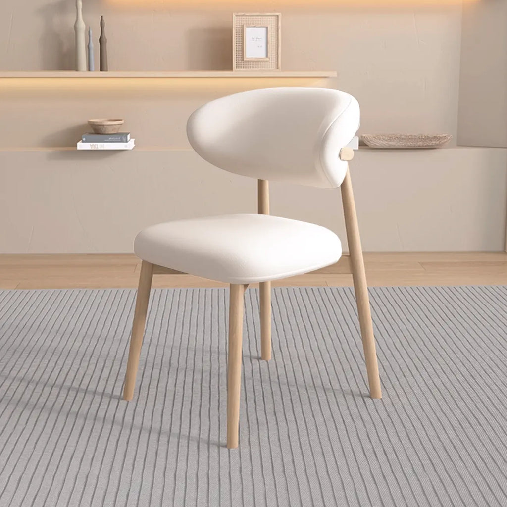 Modern Leather Wood Dining Chair Set of 2