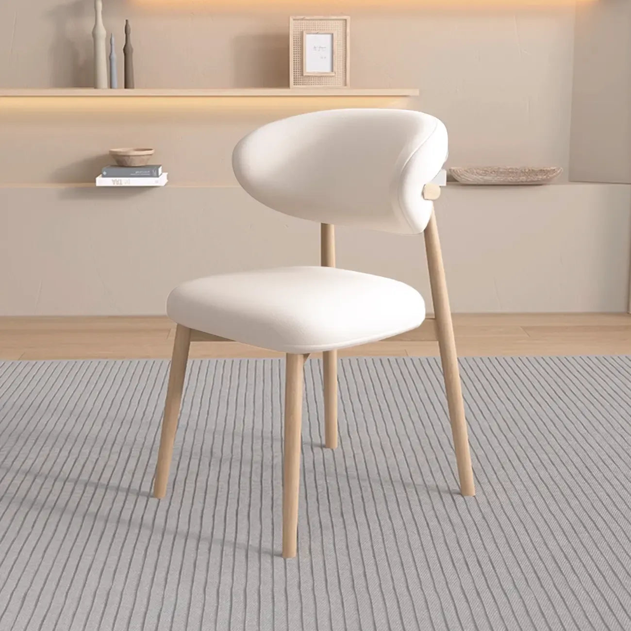 Modern Leather Wood Dining Chair Set of 2