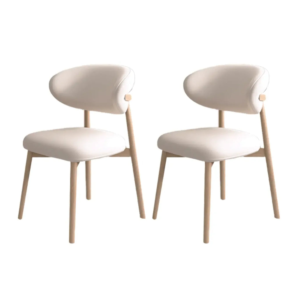 Modern Leather Wood Dining Chair Set of 2