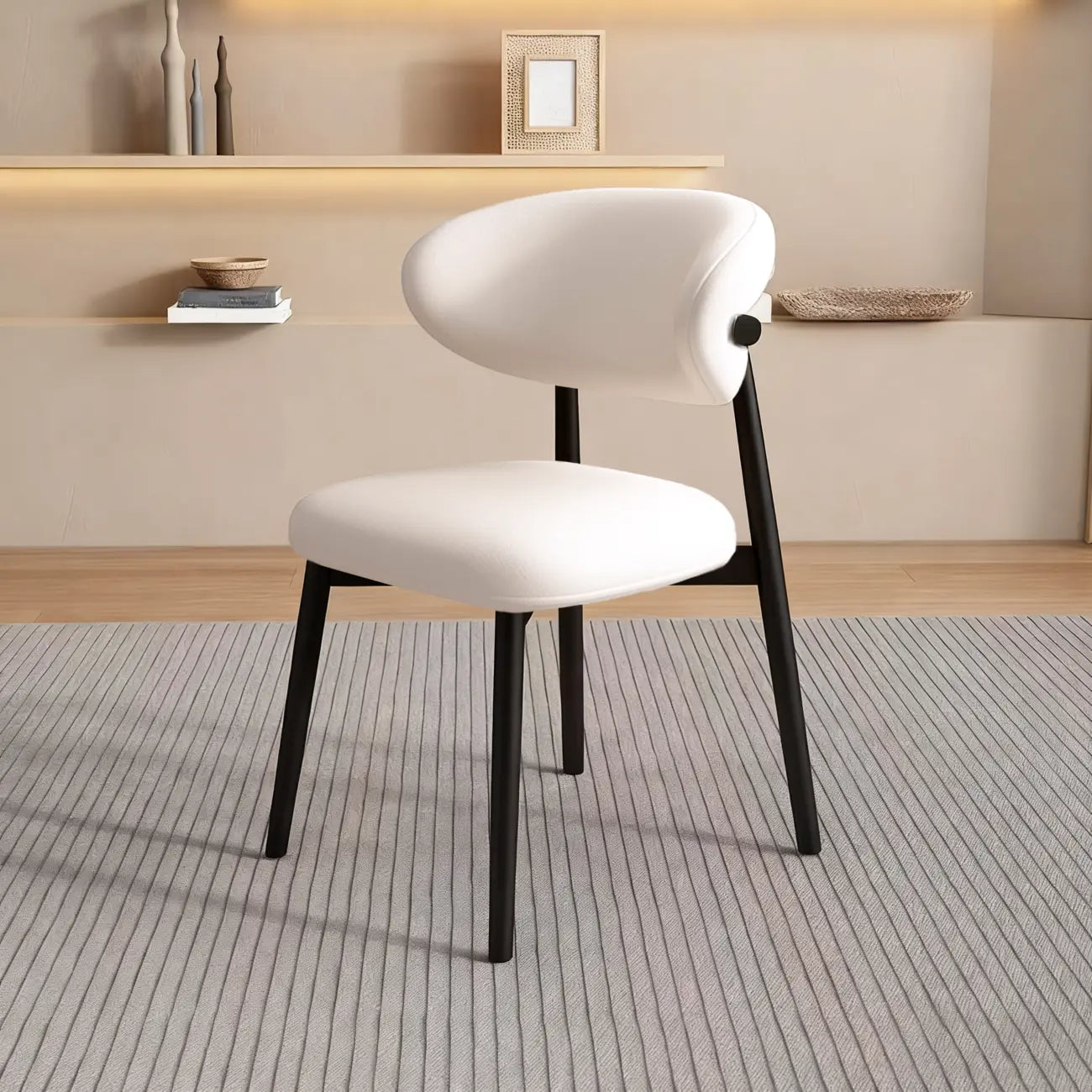 Modern Leather Wood Dining Chair Set of 2