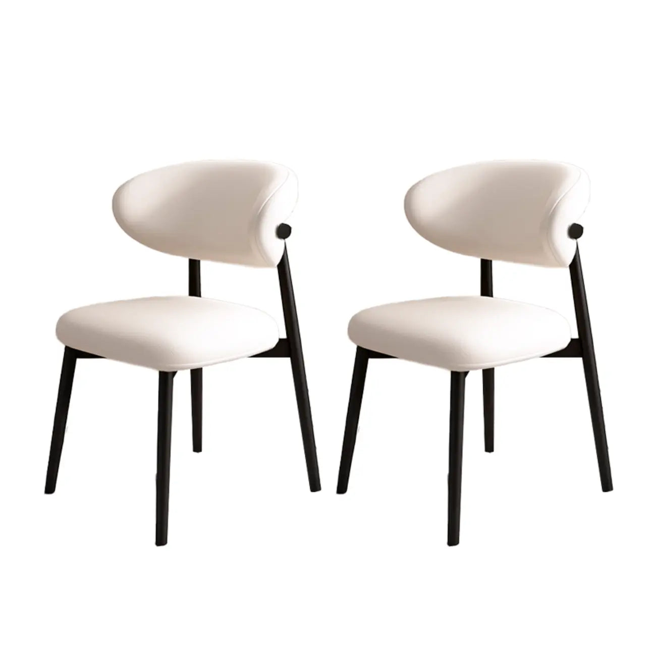 Modern Leather Wood Dining Chair Set of 2