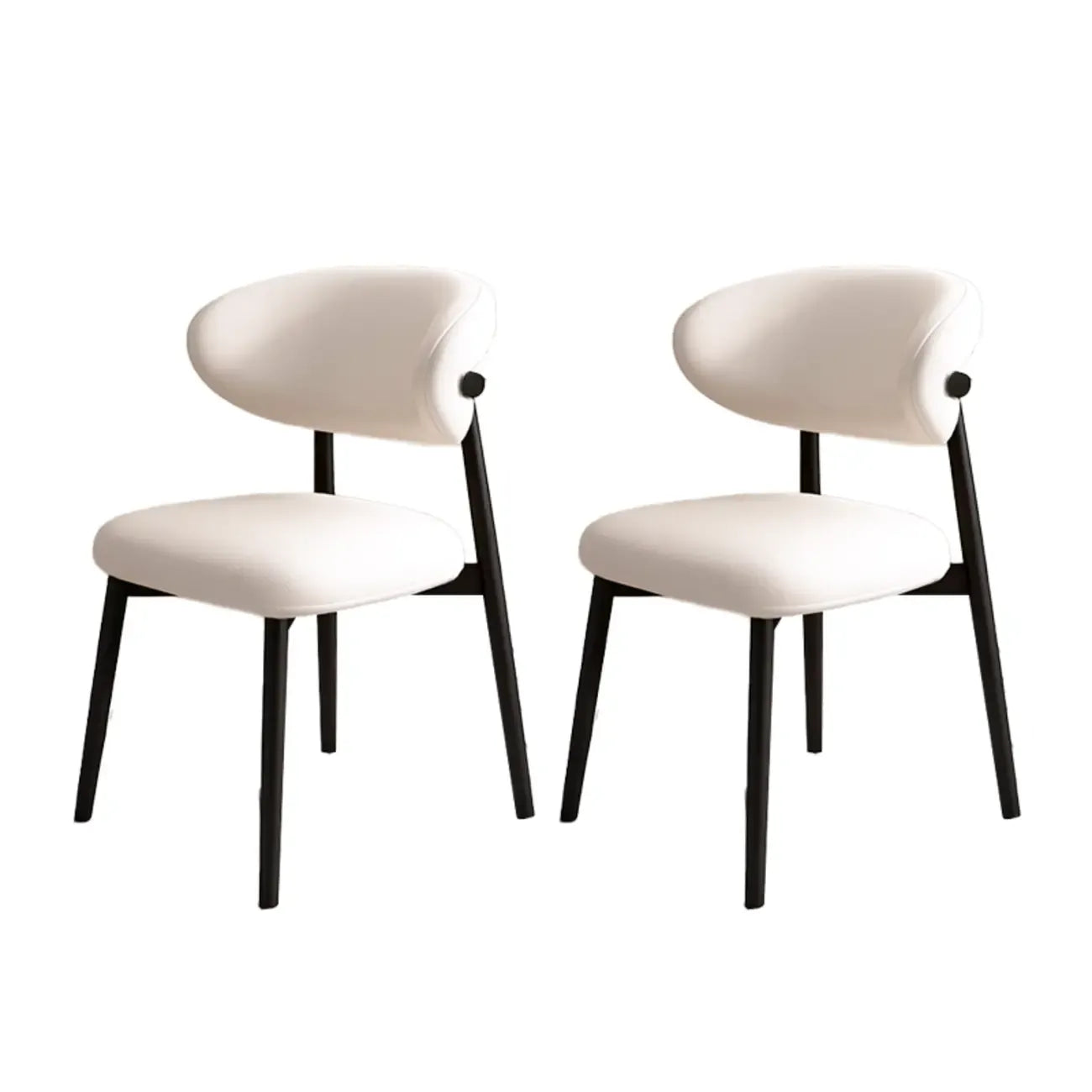 Modern Leather Wood Dining Chair Set of 2