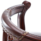 Swivel Counter Height Bar Stools in Genuine Leather & Walnut Solid Wood