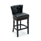 Solid Wood Genuine Leather Swivel Bar Stool