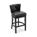 Solid Wood Genuine Leather Swivel Bar Stool