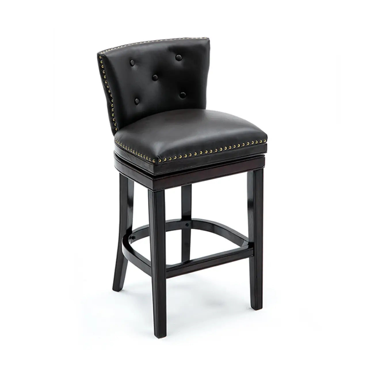 Solid Wood Genuine Leather Swivel Bar Stool