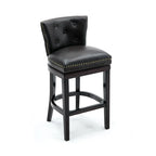 Solid Wood Genuine Leather Swivel Bar Stool