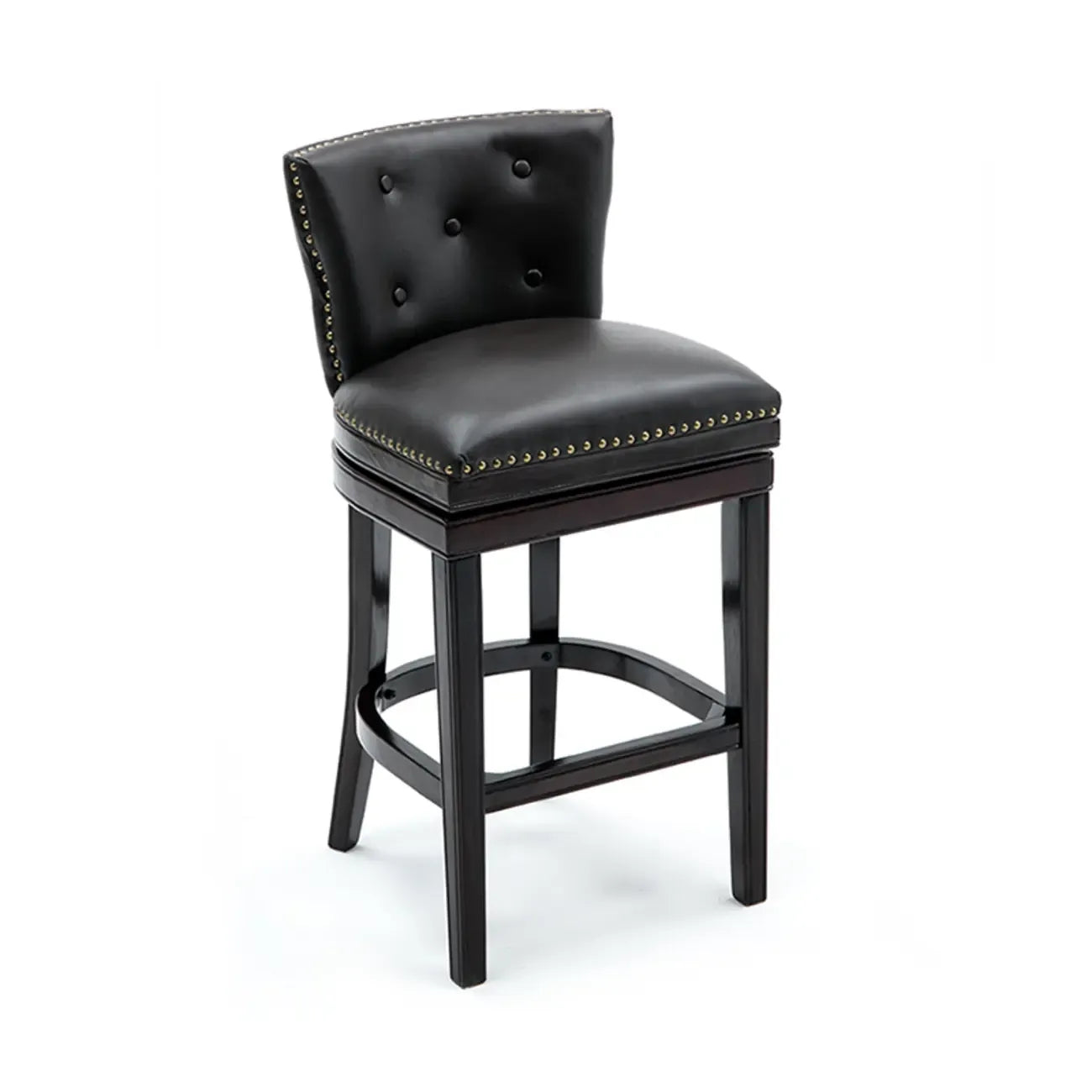 Solid Wood Genuine Leather Swivel Bar Stool