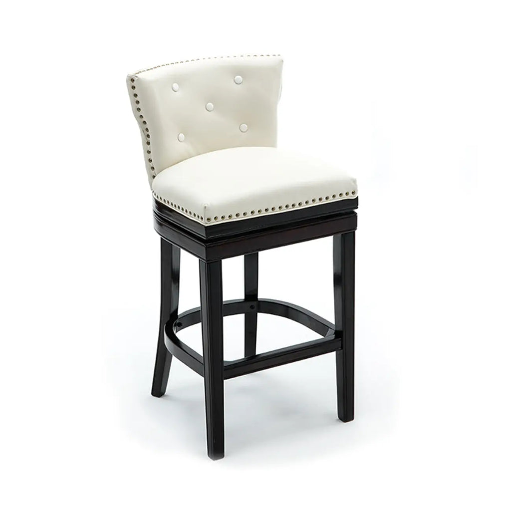 Solid Wood Genuine Leather Swivel Bar Stool