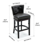 Solid Wood Genuine Leather Swivel Bar Stool