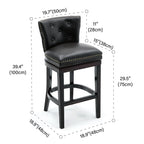 Solid Wood Genuine Leather Swivel Bar Stool