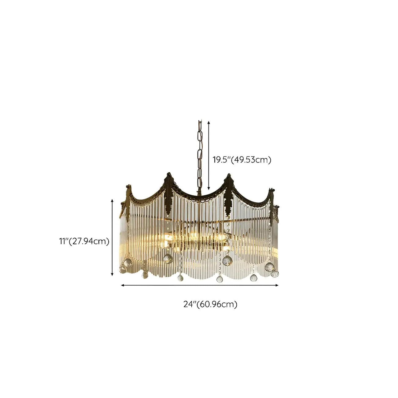 Elegant Clear Glass Crystal Comb Gold Metal Chandelier