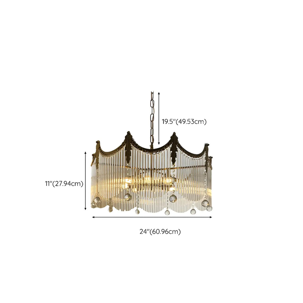 Elegant Clear Glass Crystal Comb Gold Metal Chandelier