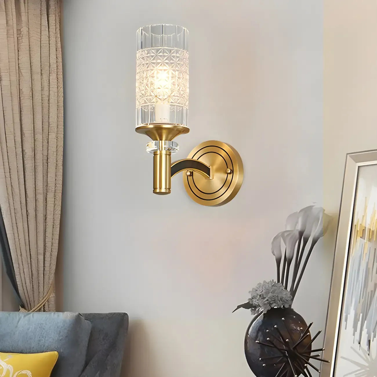 5 to 9 Inch Vintage Wall Sconce with Crystal Shade for Home