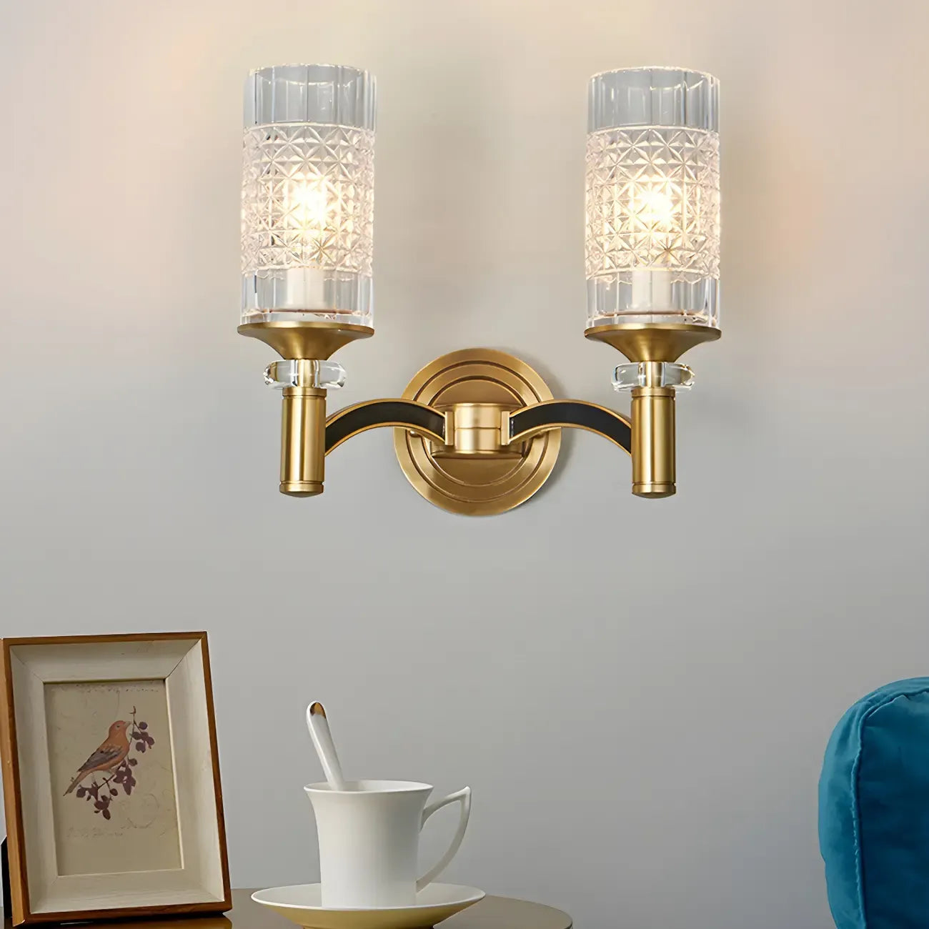 5 to 9 Inch Vintage Wall Sconce with Crystal Shade for Home