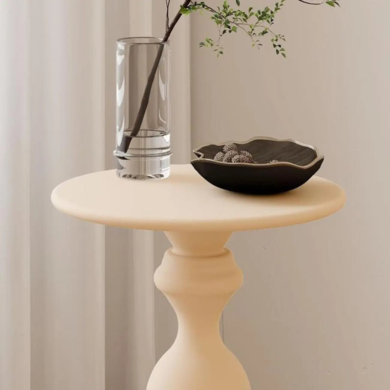 Durable Small Metal Round Pedestal End Table for Living Room