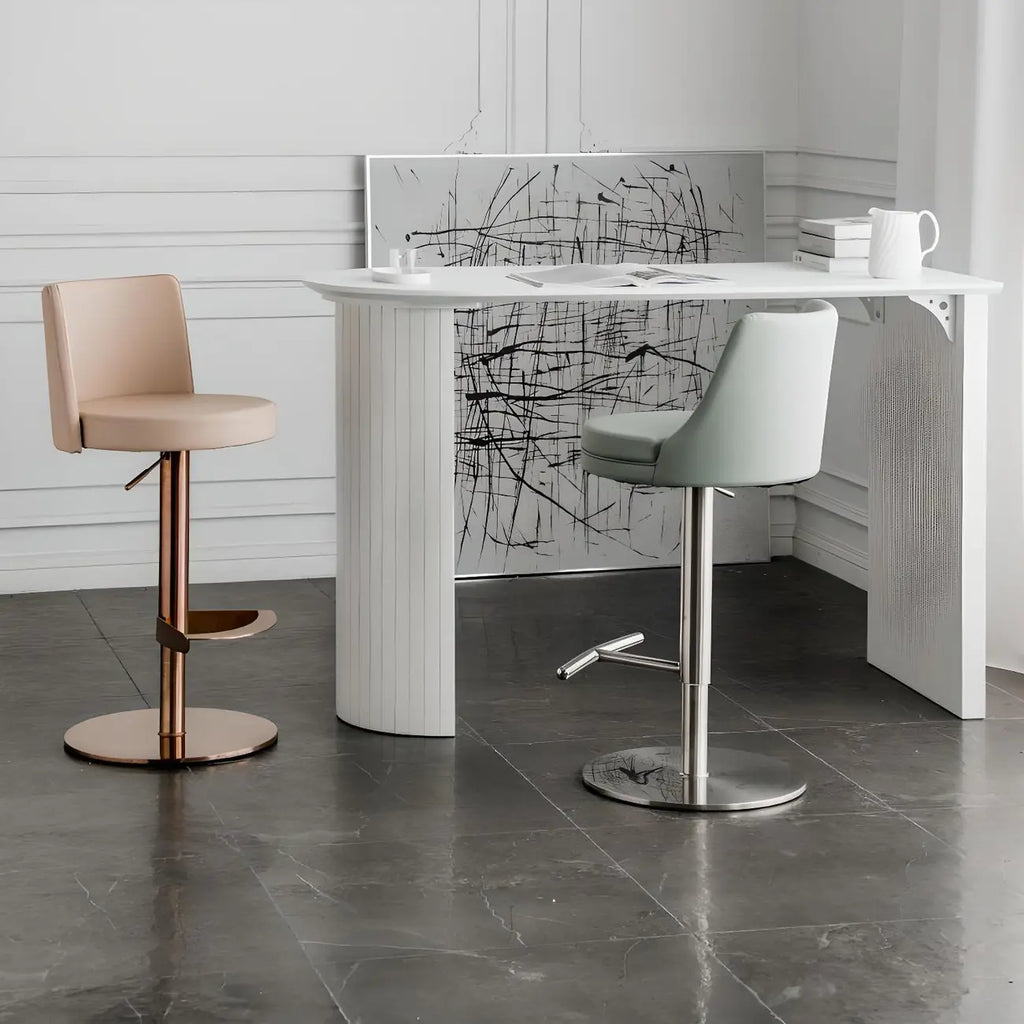 Modern White Free Form Wood Double Pedestal Bar Tables