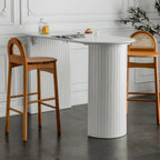 Modern White Free Form Wood Double Pedestal Bar Tables