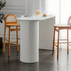 Modern White Free Form Wood Double Pedestal Bar Tables