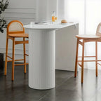 Modern White Free Form Wood Double Pedestal Bar Tables