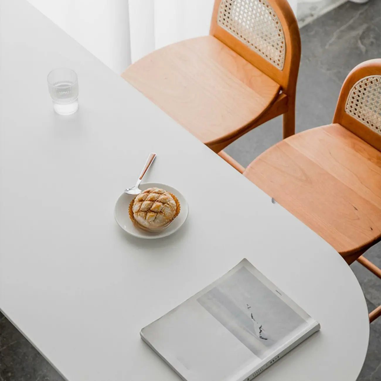 Modern White Free Form Wood Double Pedestal Bar Tables