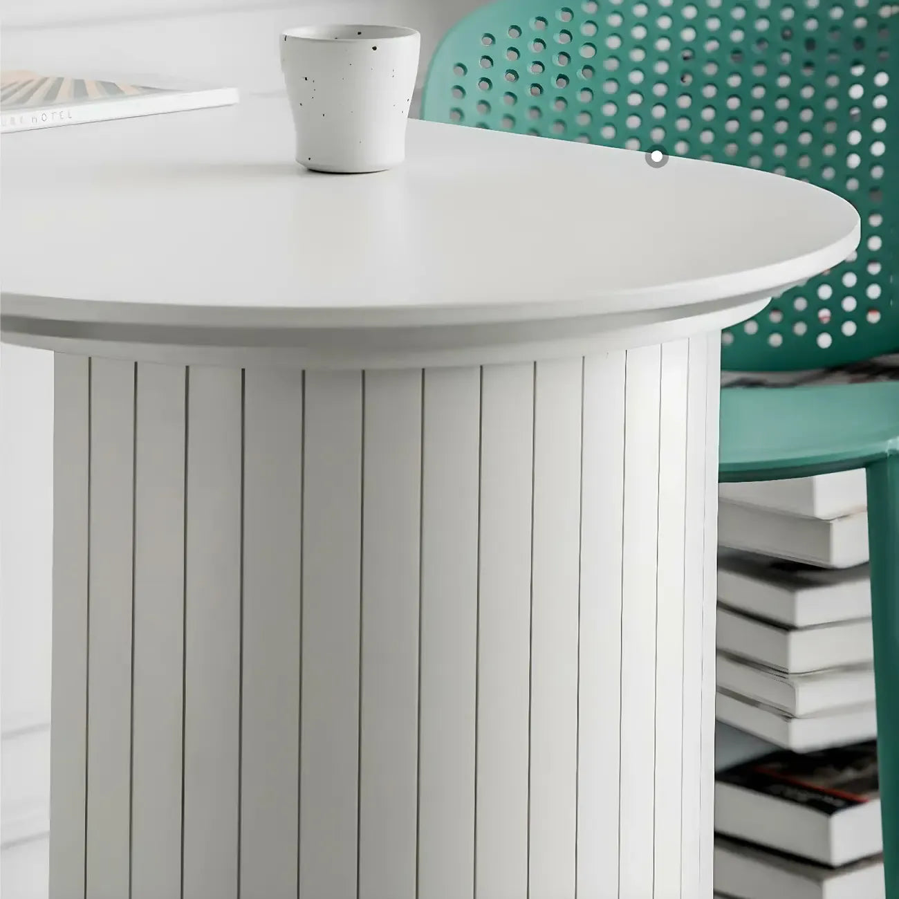 Modern White Free Form Wood Double Pedestal Bar Tables