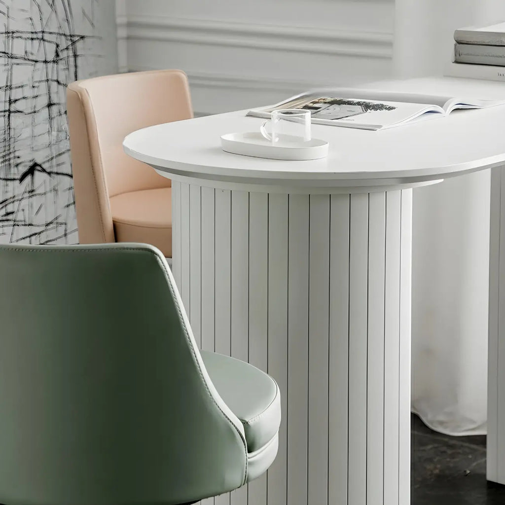 Modern White Free Form Wood Double Pedestal Bar Tables