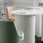 Modern White Free Form Wood Double Pedestal Bar Tables