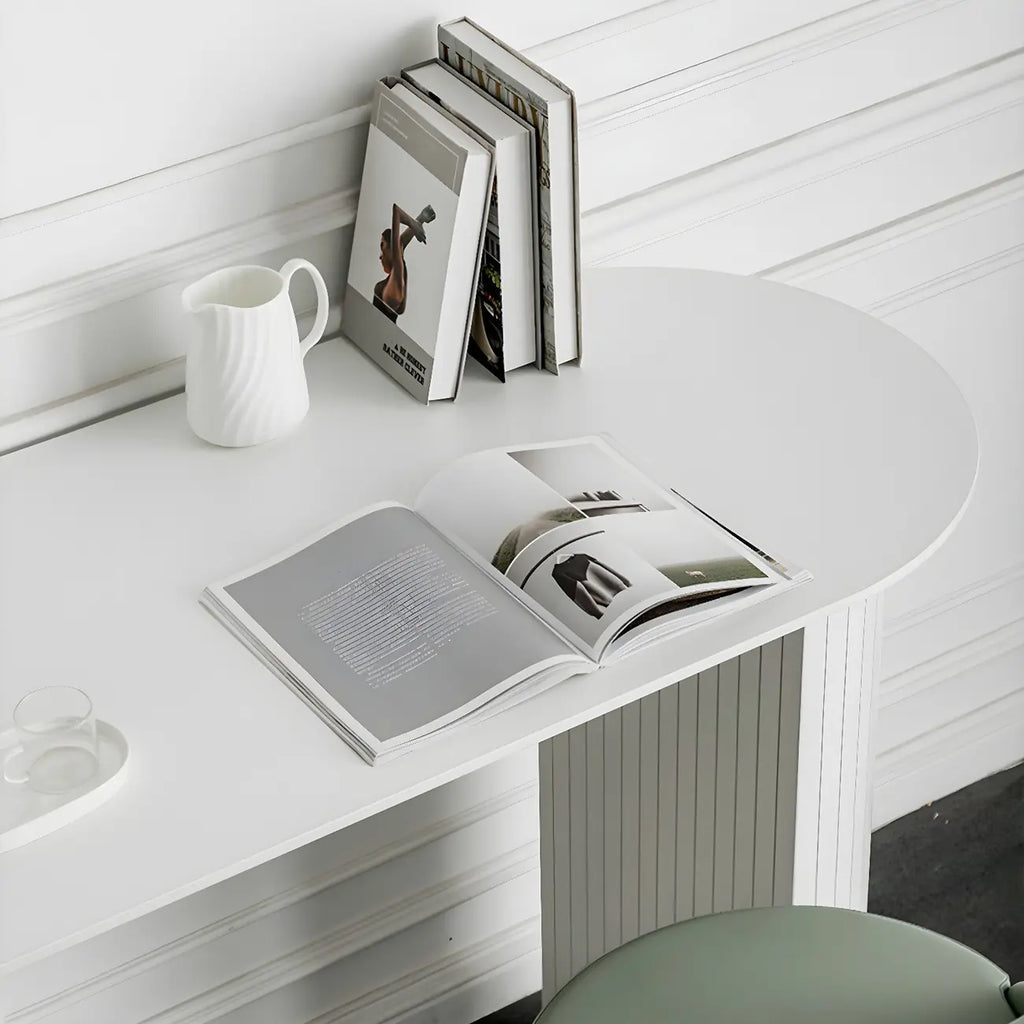 Modern White Free Form Wood Double Pedestal Bar Tables