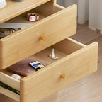 3-Tier Nut-Brown Wood Ladder Open Bookcase with Drawers