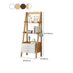 3-Tier Nut-Brown Wood Ladder Open Bookcase with Drawers