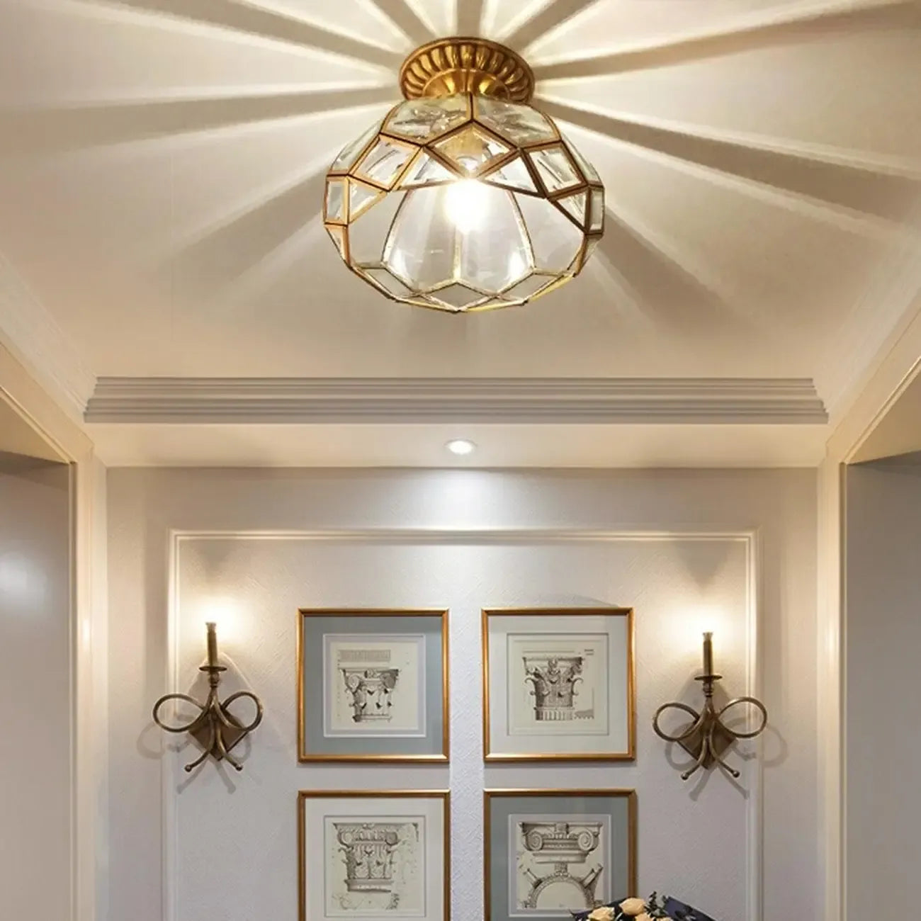 Colonial 8.5 Glass Semi Flush Ceiling Light for Living Room