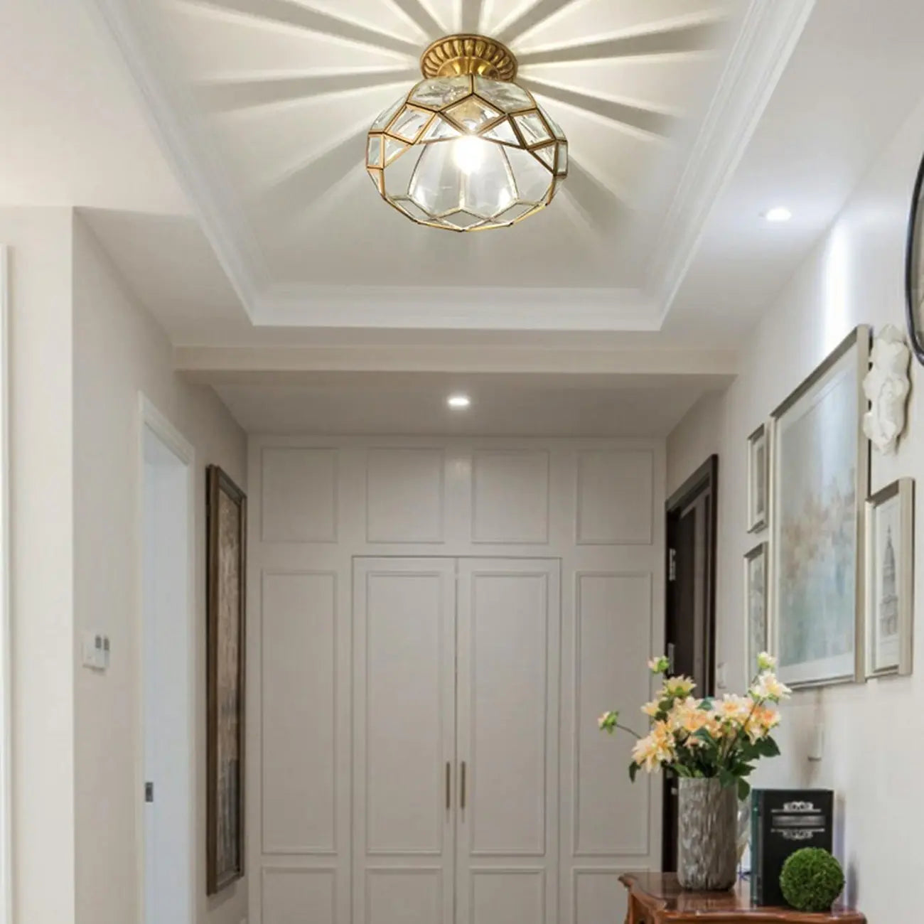 Colonial 8.5 Glass Semi Flush Ceiling Light for Living Room
