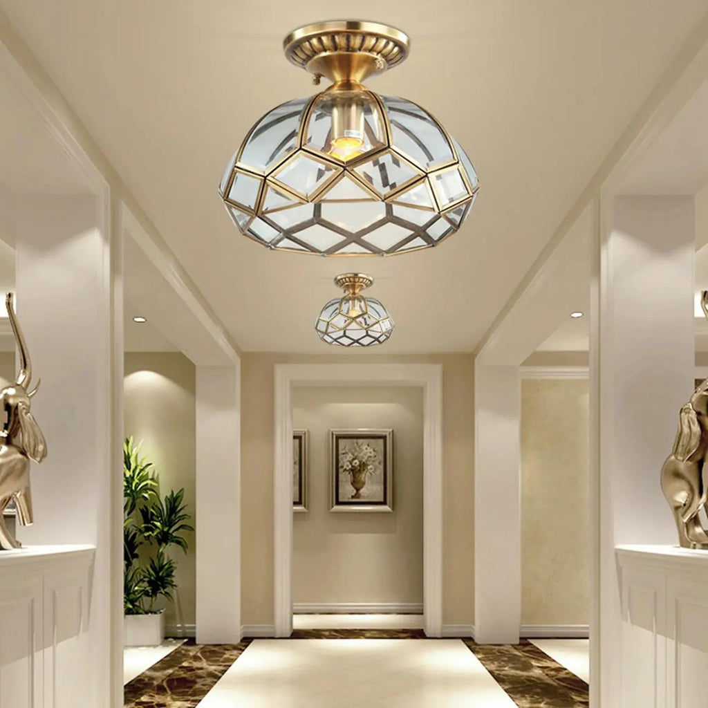 Colonial 8.5 Glass Semi Flush Ceiling Light for Living Room