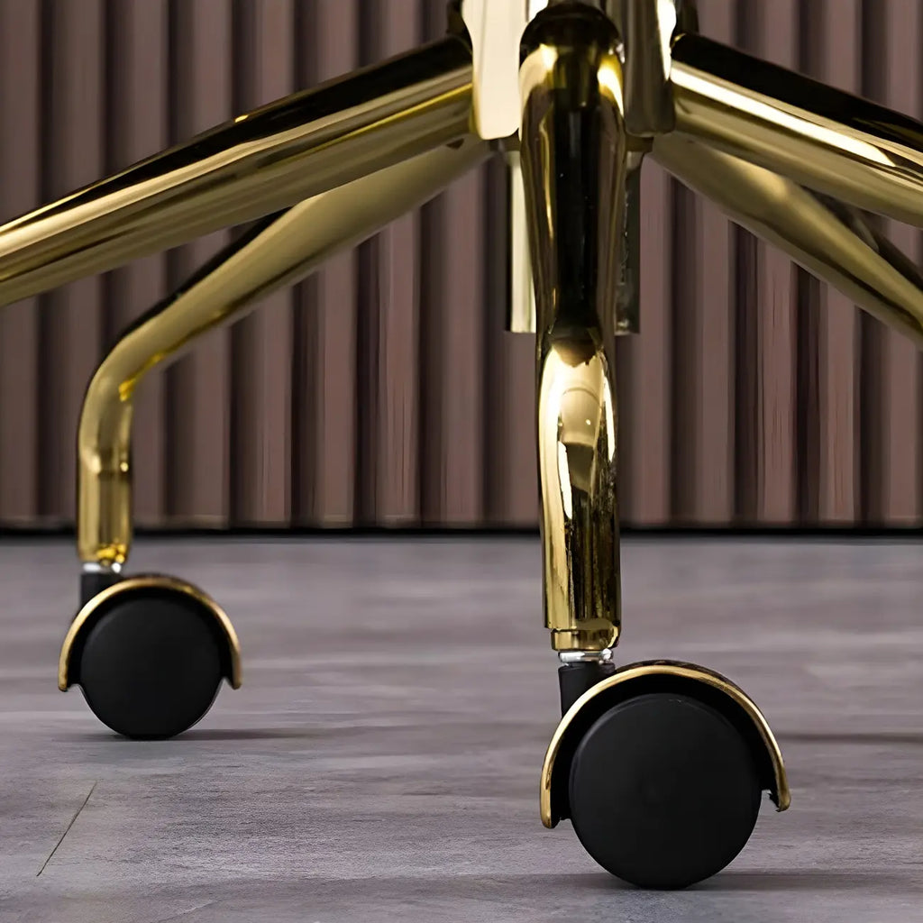 Gold Base Tufted Leather Adjustable Office Chair