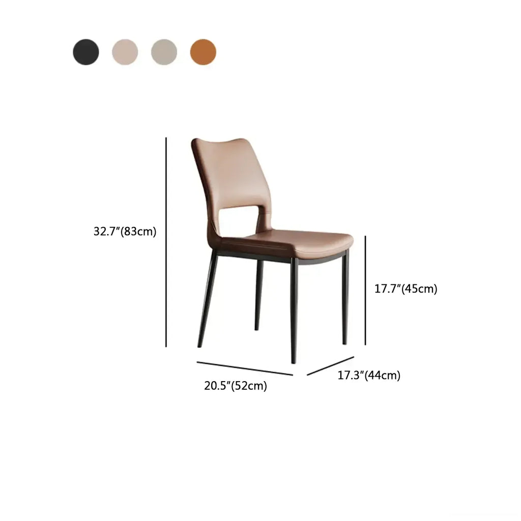 Modern Faux Leather Open Low Back Armless Dining Chair