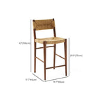 Rustic Wooden Bar Stools with Woven Seat for Kitchen