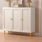 Cream Solid Wood Shoe Cabinet for Entryway with Doors