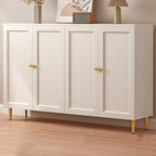 Cream Solid Wood Shoe Cabinet for Entryway with Doors