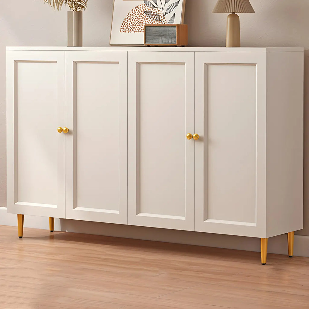 Cream Solid Wood Shoe Cabinet for Entryway with Doors