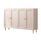 Cream Solid Wood Shoe Cabinet for Entryway with Doors