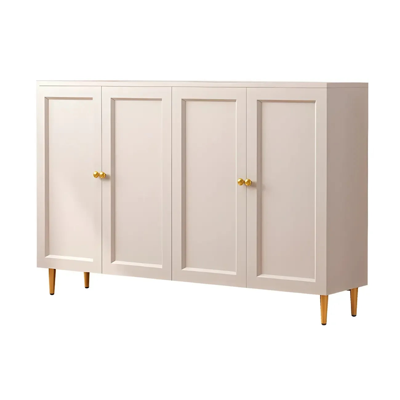 Cream Solid Wood Shoe Cabinet for Entryway with Doors